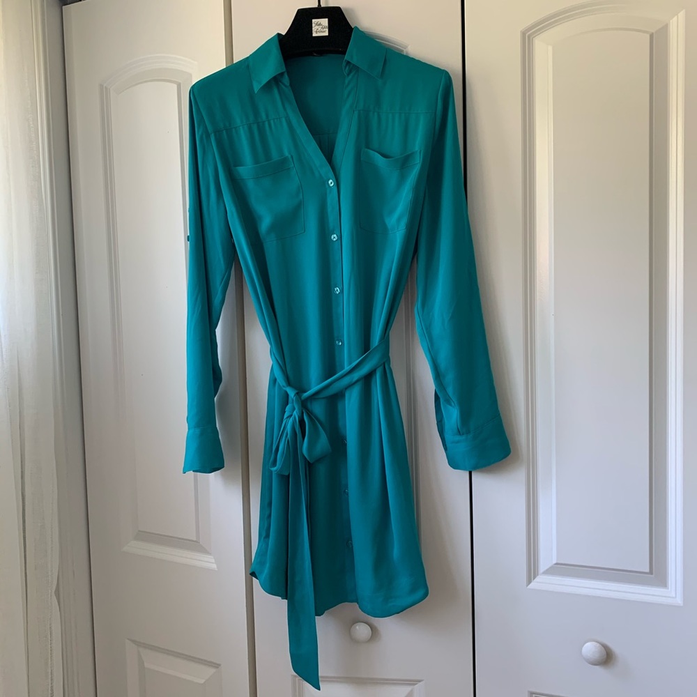 NWOT Express Collared Button Down Shirt Dress - Picture 2 of 4